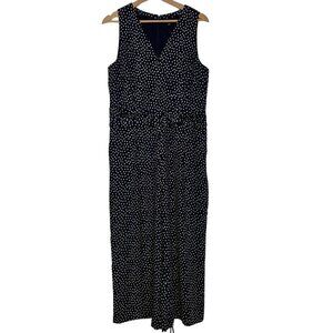 Ann Taylor Black and White Dotted Wide Leg Sleeveless Jumpsuit Size: 12